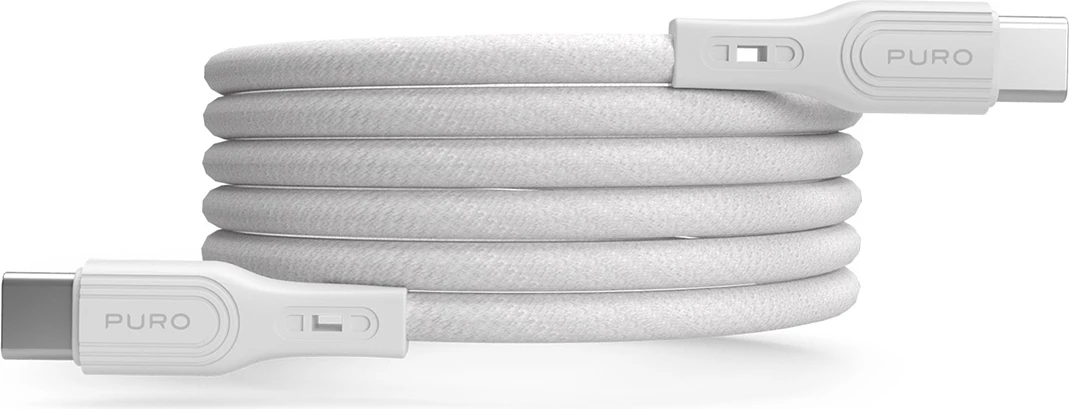 Kabllo magnetike USB-C në USB-C Puro Magnetic, 1m, 60W, USB 3.2, Bardhë