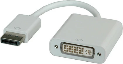 Adapter DisplayPort në DVI ROLINE, 0.15 m, DP Mashkull - DVI Femër, i bardhë