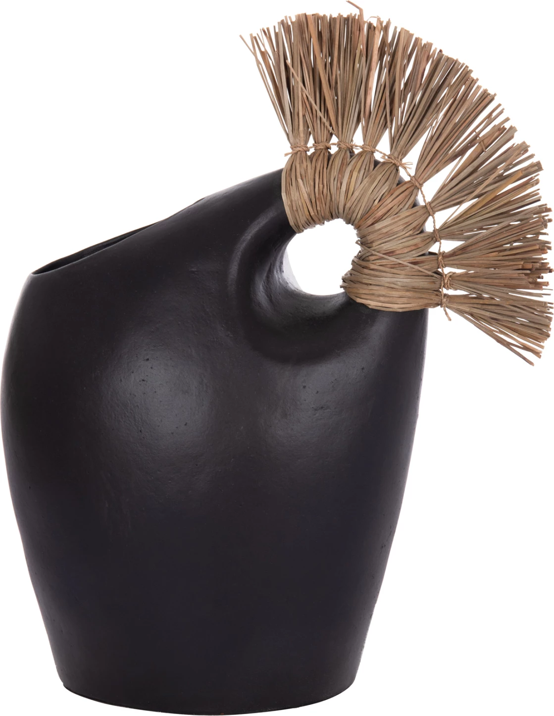 Vazo dekorative tavoline ALICA2, terrakotë e zezë, bar i thatë, 44x18x50Hcm