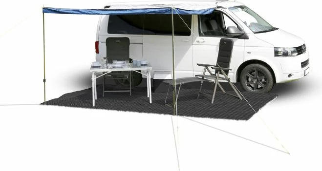 Shtroje kampingu BRUNNER BALMAT 250 x 500 cm, polipropilen (PP), zezë/gri, me çantë mbajtëse