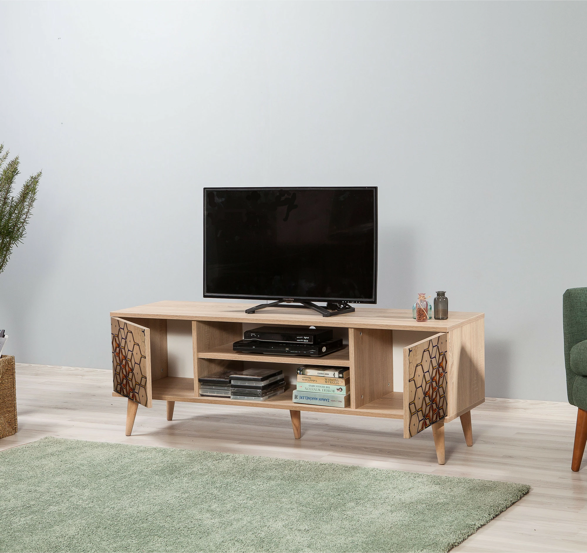 Komodë TV Hanah Home, Truva-720, ngjyrë lisi sonoma