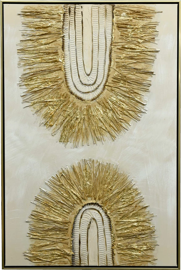 Pikturë dekorative Boho Art, shumëngjyrëshe, ar, kanavacë, 60x90x4cm