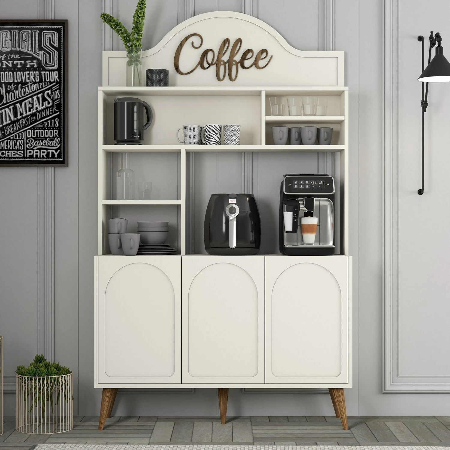 Dollap për kafe, ngjyrë krem dhe arre, Skye Decor Lyon 120