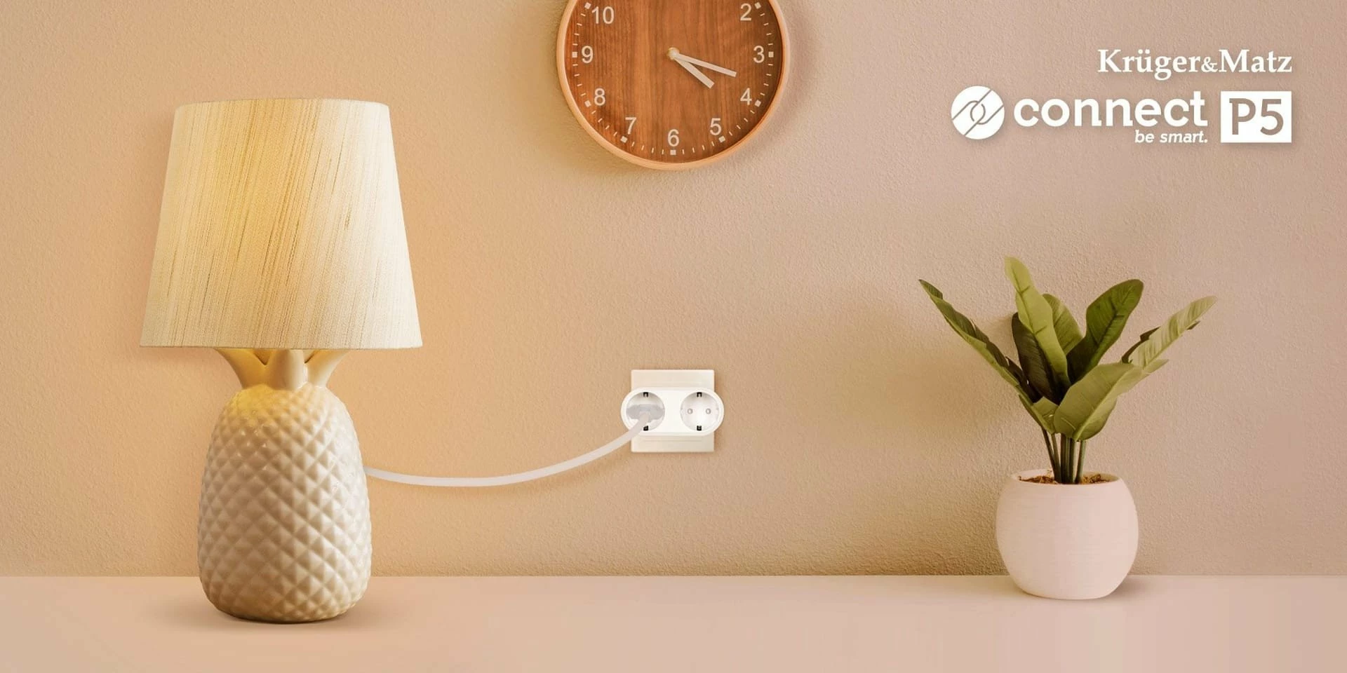 Prizë smart WiFi e dyfishtë Kruger&Matz Connect P5 Tuya, 16A/3680W, e bardhë