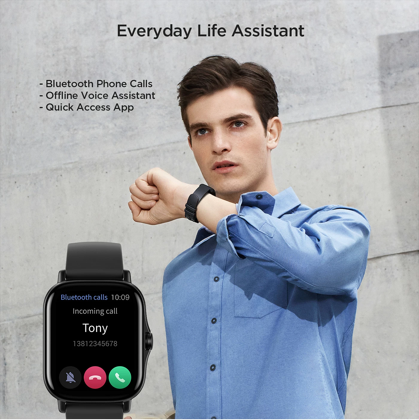Smartwatch Amazfit GTS 2, AMOLED 1.65", GPS, 3GB muzikë, rrip silikoni, i zi
