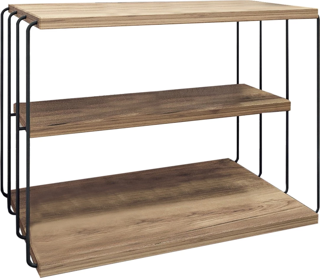 Tavolinë anësore dy-katëshe, ngjyrë Atlantic Pine dhe e zezë, Lifon Hanah Home