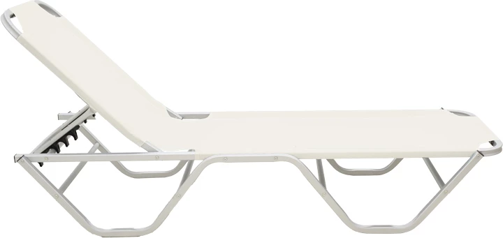 Shezlong Dessie alumini i grumbullueshëm tekstilene ngjyrë bezhë e lehtë 56x188x30cm