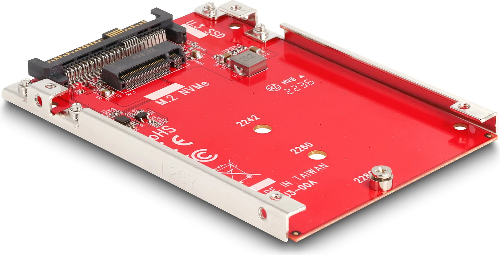 Adapter DeLOCK U.3 (SFF-8639) në M.2 NVMe Key M, PCIe 4.0, 7 mm, i kuq