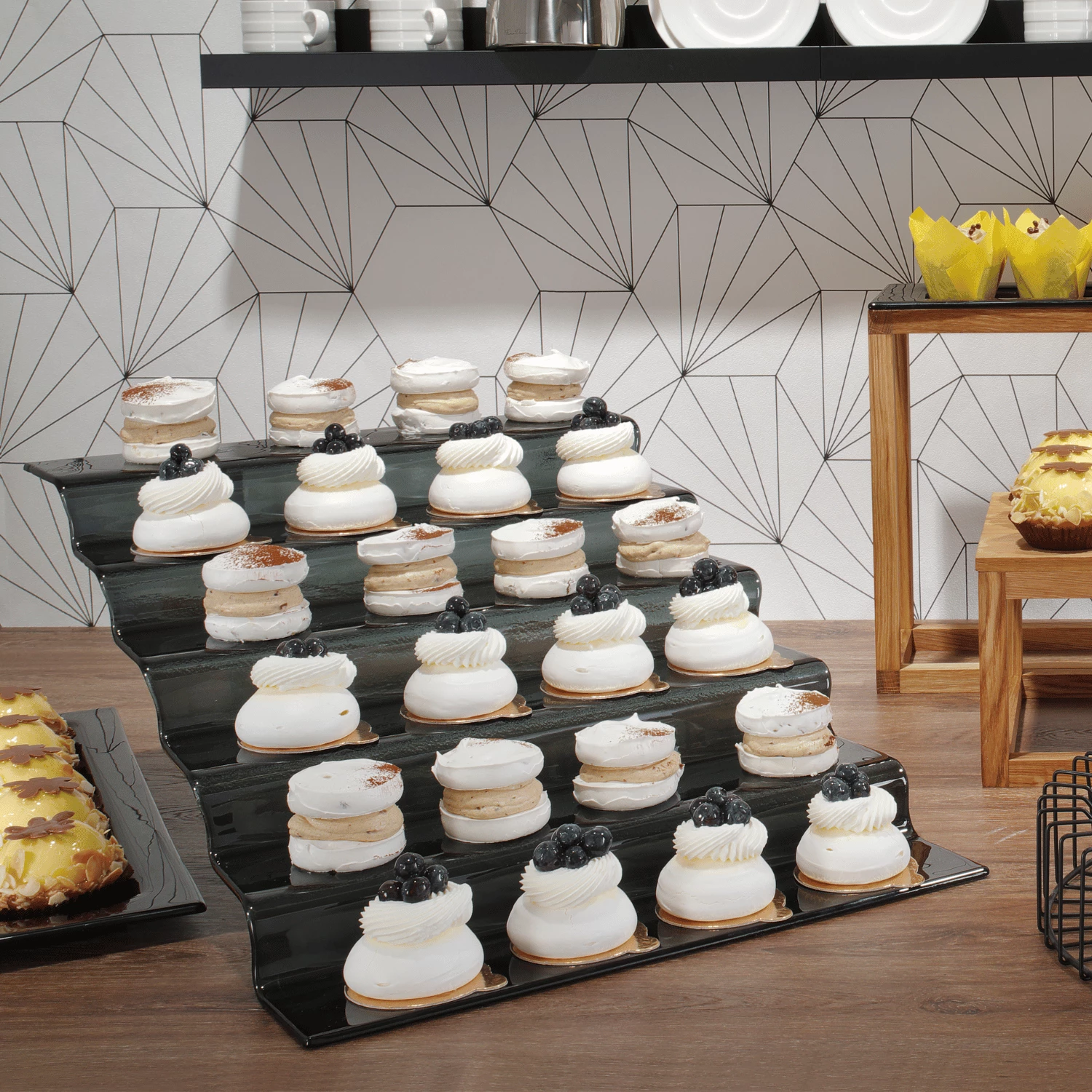 Shkallë bufeti, Fine Dine, Vetro 4 nivele, 400x350x125 mm, trashësi 5 mm, transparente