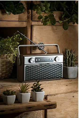 Radio portativ CAMRY CR1183 Bluetooth 5.0 FM USB AUX microSD me bateri 2600mAh, ngjyrë dru/kafe