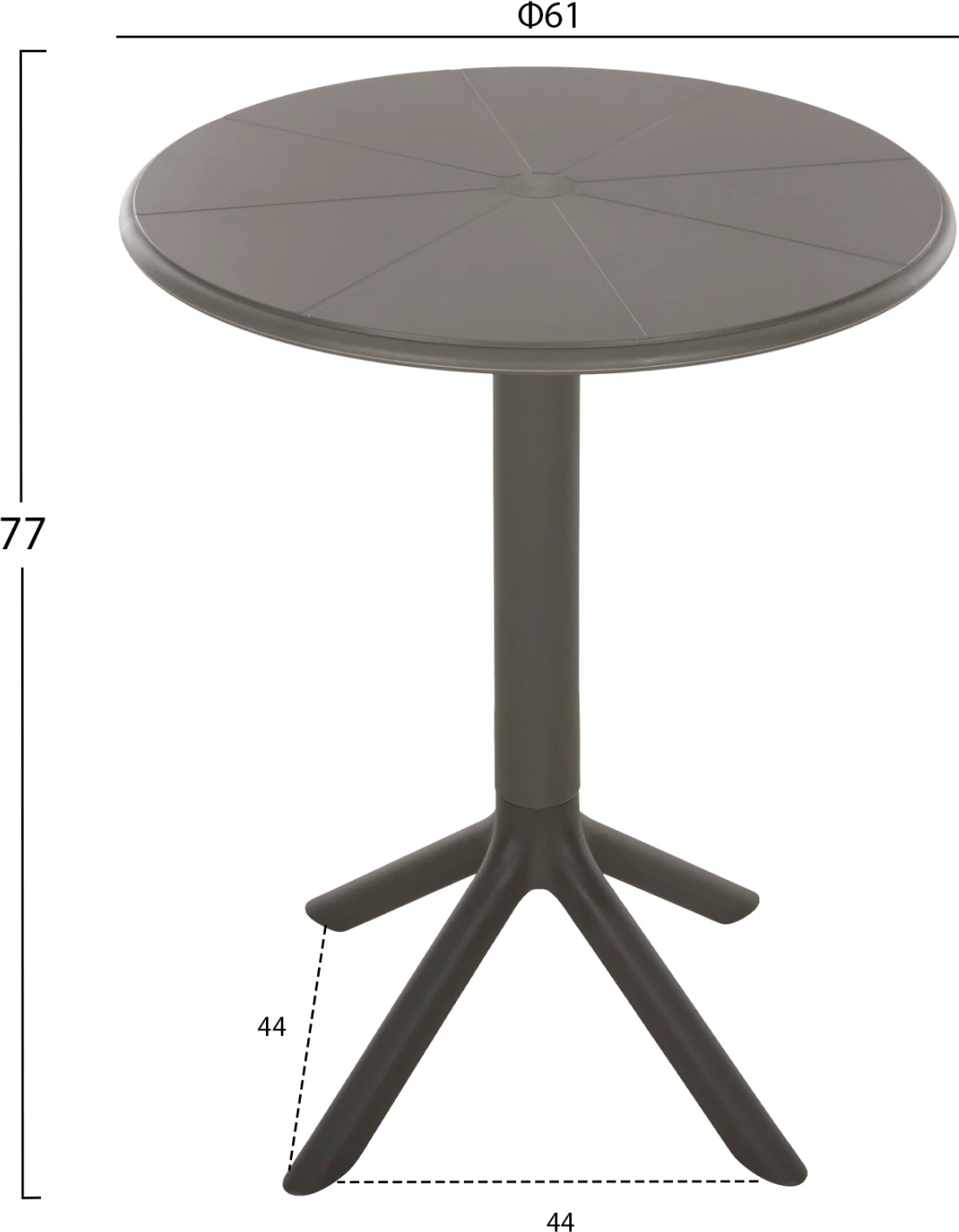 Tavolinë rrethore polipropileni, ngjyrë ulliri, TERRIN FH6124.15, Φ60x75Hcm