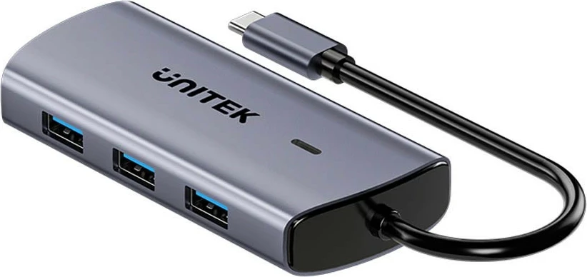 Hub USB-C Unitek 6n1, 3x USB-A 3.0, HDMI 4K@30Hz, RJ45, PD 100W, gri