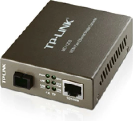 konvertues media TP-Link MC112CS, 10/100Mbps, WDM, fiber SC single-mode deri 20km, gri e errët