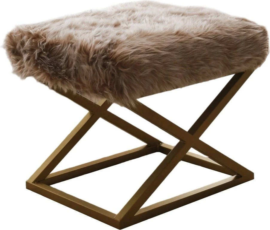 Puf Atelier del Sofa, pelush Capraz, ngjyrë ari dhe kafe