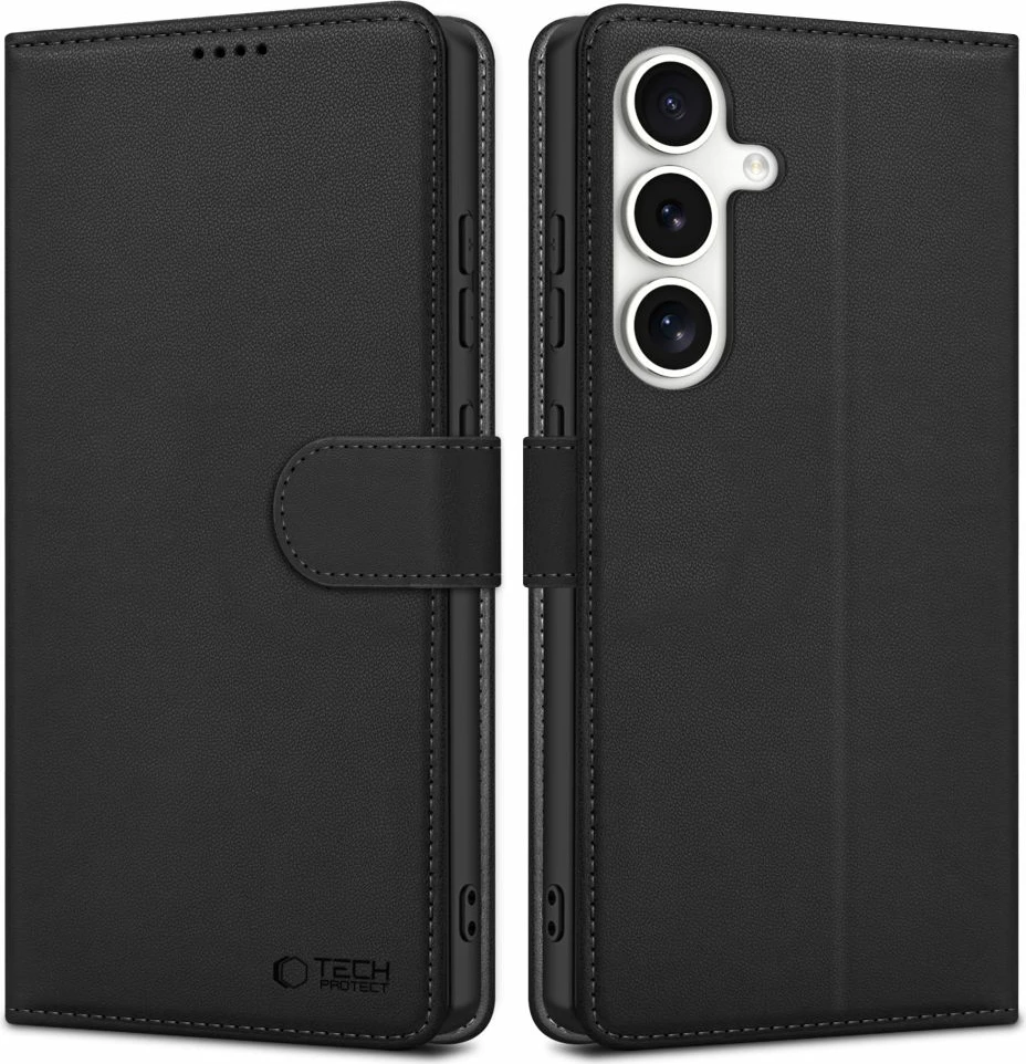 Mbështjellës Tech-Protect Wallet për Samsung Galaxy S25, eko-lëkurë, i zi
