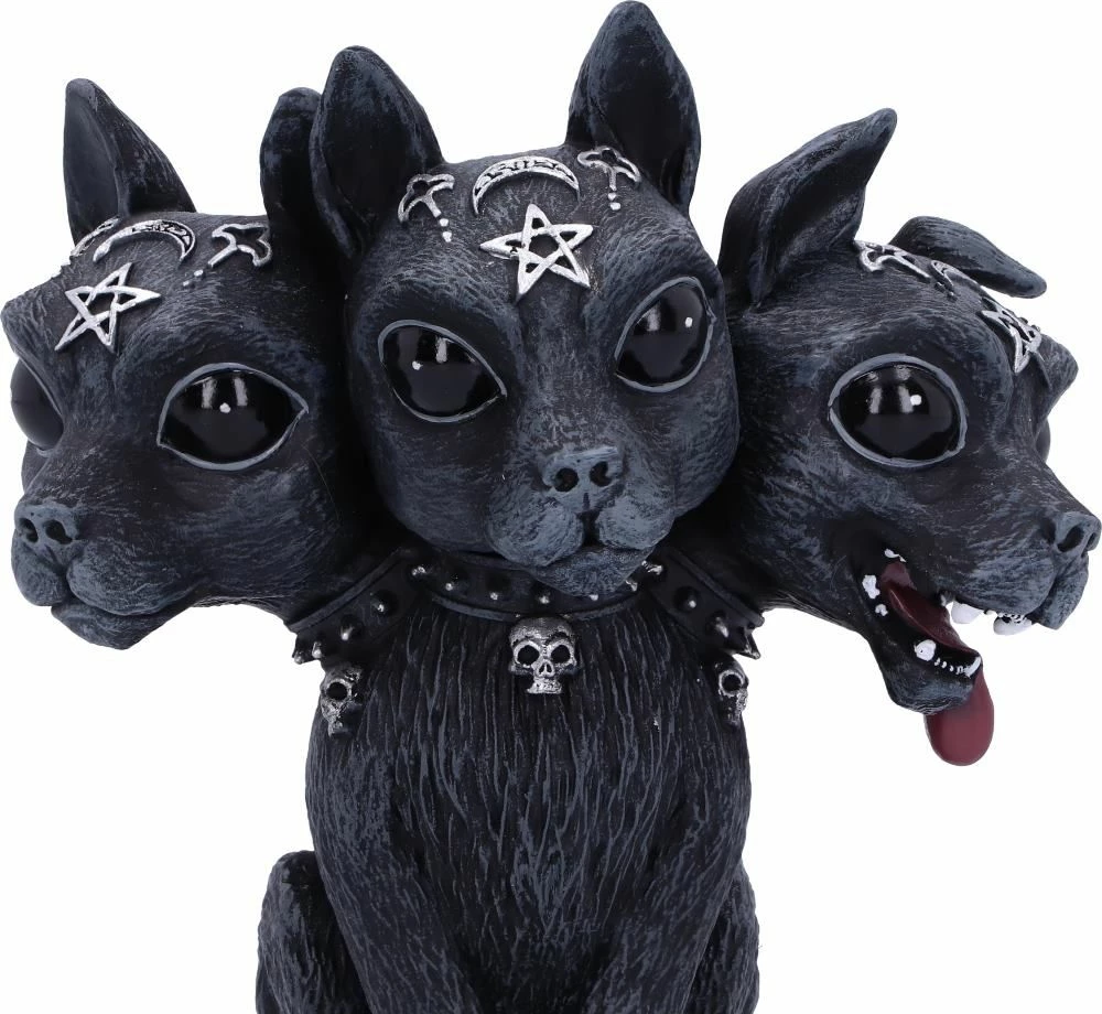 Figurinë dekorative NEMESIS NOW Diabarkus, Cerberus me 3 koka, rezinë, e pikturuar me dorë, e zezë