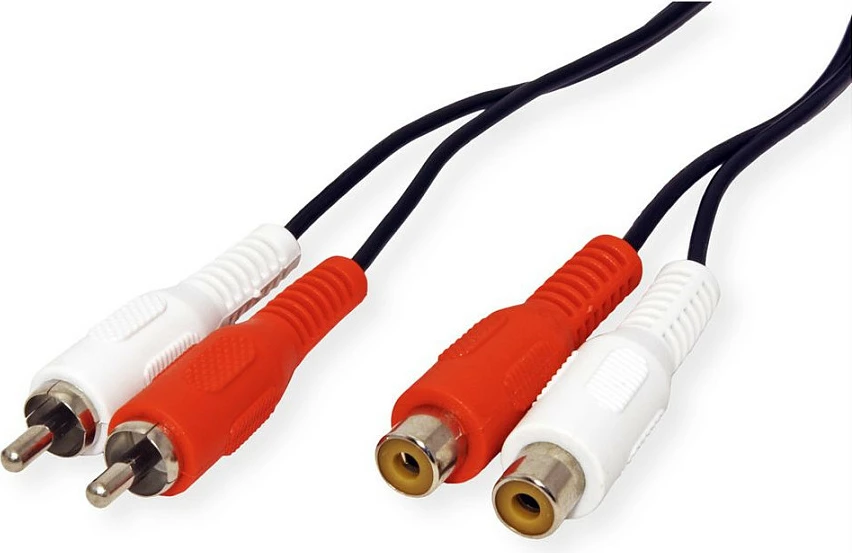 Kabllo audio VALUE Cinch/RCA duplex 2xRCA M në 2xRCA F, 5 m, e zezë