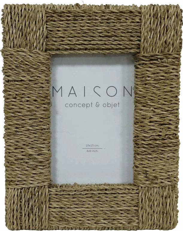 Kornizë foto ZIBU, 23x18x3cm, kashtë deti, xham, ngjyrë natyrale