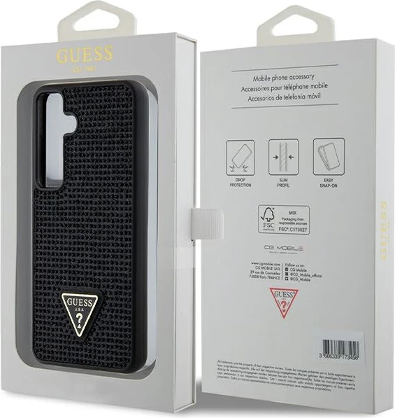 Mbështjellës Guess Rhinestone Triangle për Samsung Galaxy S24, i zi