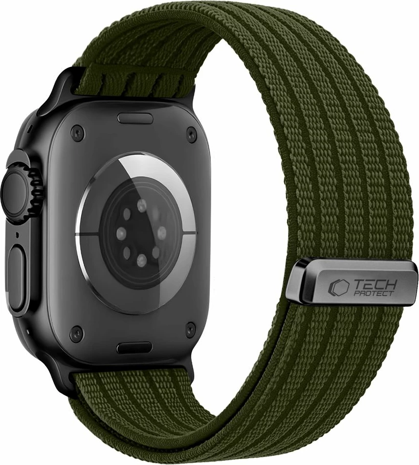 Rrip sport najloni Tech-Protect Nylon Sport për Apple Watch 44/45/46/49 mm, mbyllje Velcro, jeshile ushtarake, 1 copë