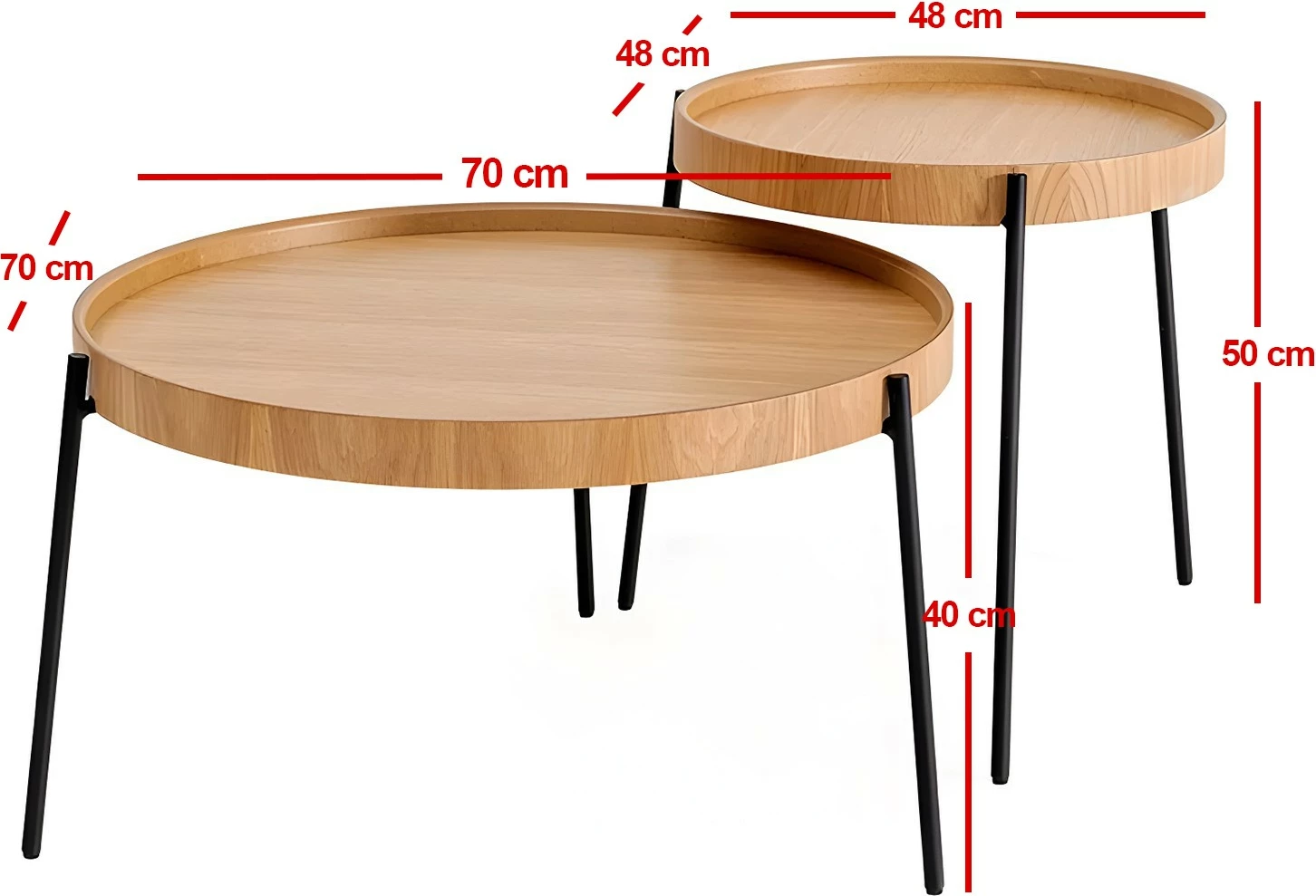 Set tavolinash të vendosshme Hanah Home, Ronda, natyrale (2 copë)