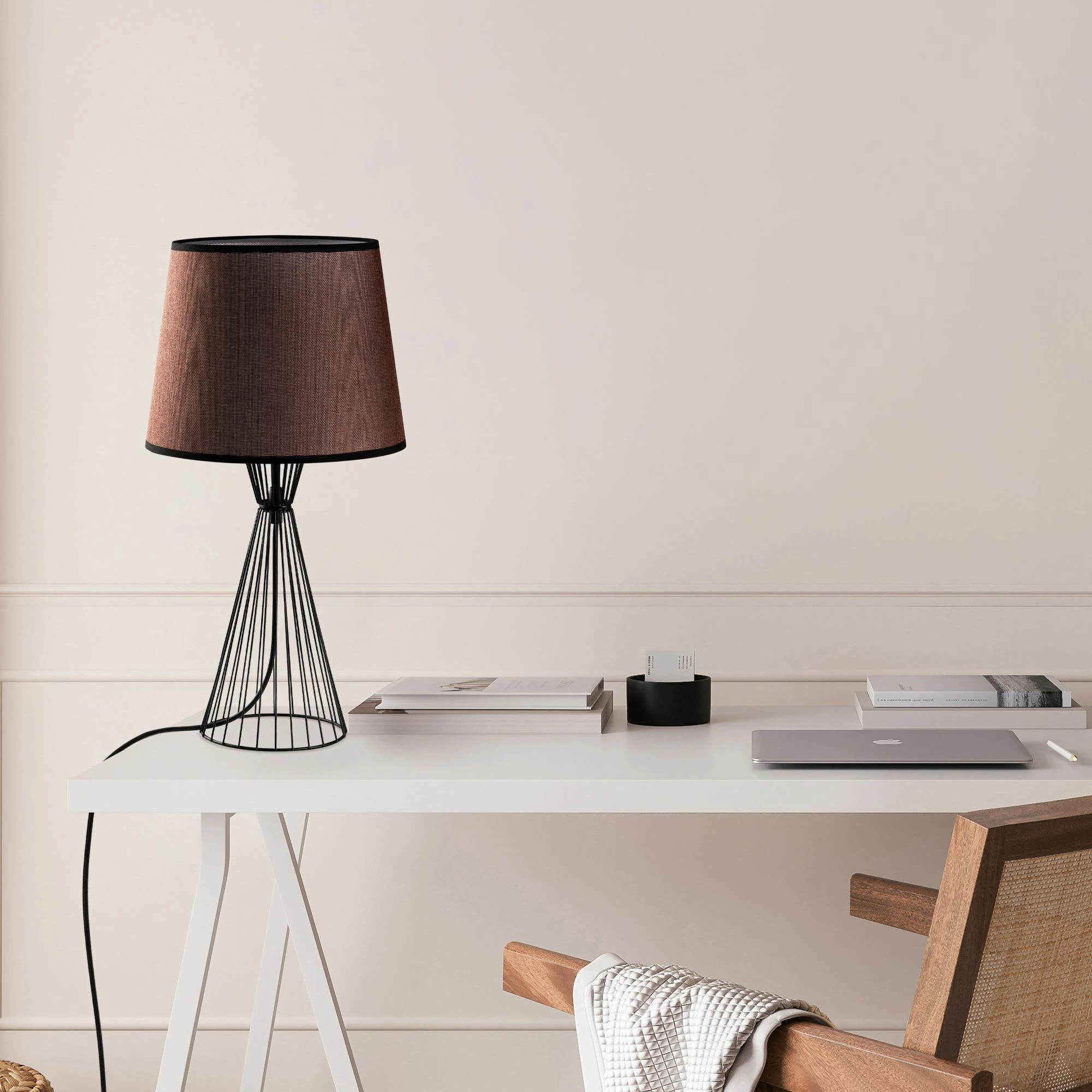 Llambë tavoline Opviq, Telıs - 5372, trup metali, kapele kafe, 28x28x55cm