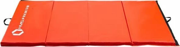 Dyshek gjimnastike palosës HMS MGS01 240x120x5 cm, 4-pjesësh, PVC, me sipërfaqe anti-rrëshqitëse, me doreza transporti, portokalli