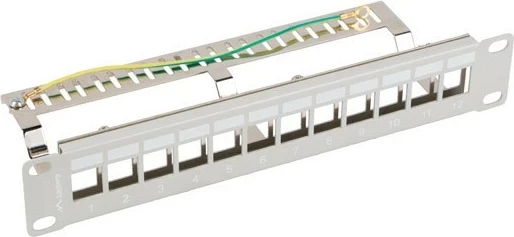 Patch panel LANBERG 12 porta 1U 10" FTP, ngjyrë gri