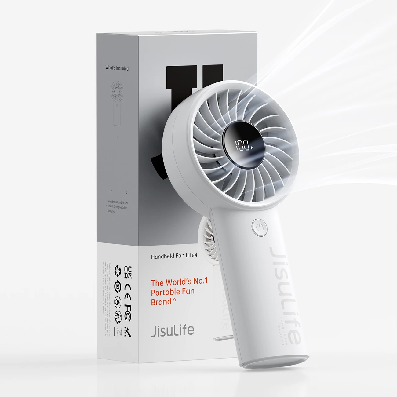 Ventilator dore Jisulife Life4 3600mAh USB-C, 5 shpejtësi, gri, me kabllo 7