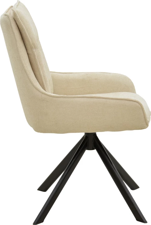 Karrige rrotulluese Konelian, material stof bezhë, këmbë metalike të zeza, 54x63x88cm (2 copë)