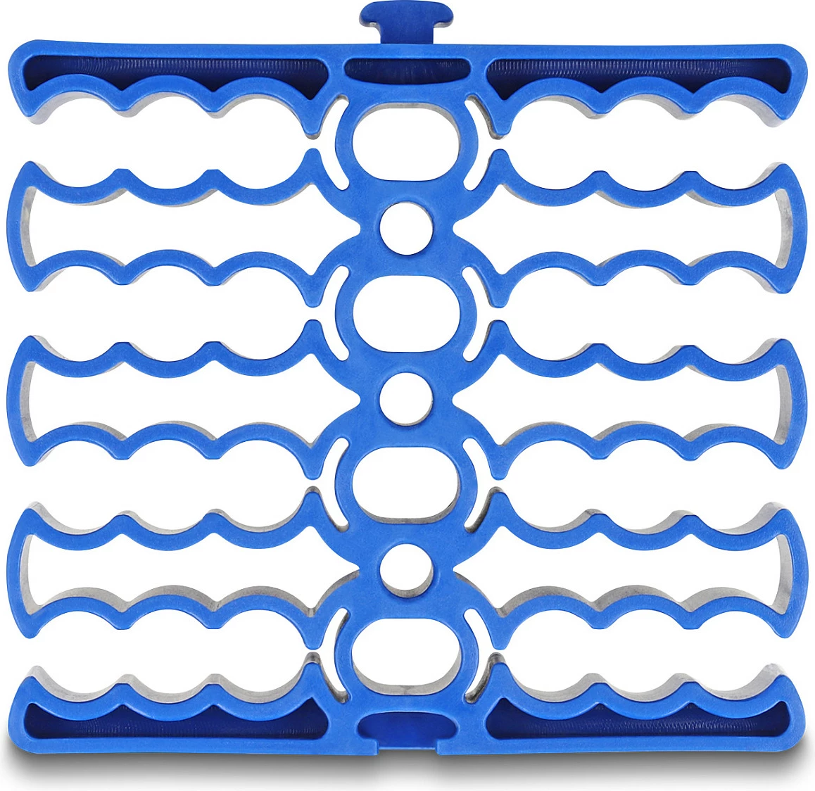 Organizator kabllosh DeLOCK, mbajtës me 24 hyrje, për kabllo deri 8.5 mm, plastik, blu
