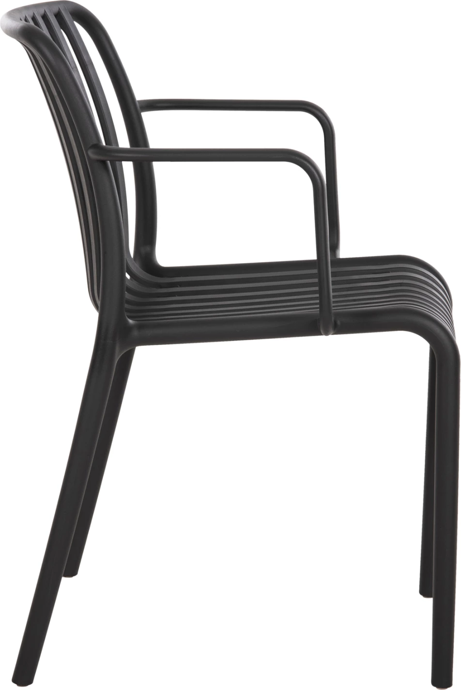 Karrige me mbështetëse CONVEE për ambiente të jashtme, Polipropilen i zi, 55×56×79 cm