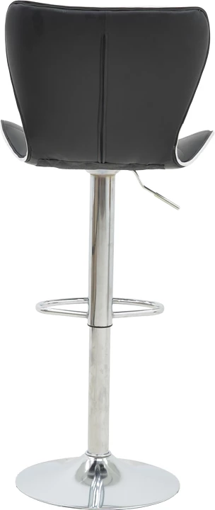 Karrige për bar Jorine, lartësi e rregullueshme, lëkurë artificiale e zezë, bazë kromi, 53x44x114cm, set prej 2 copësh