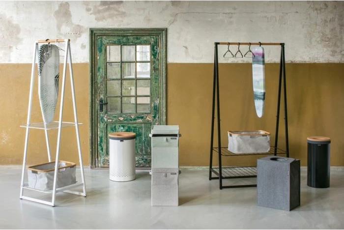 Shportë rrobash Brabantia 104404, 60L, e rrumbullakët, me kapak, e bardhë