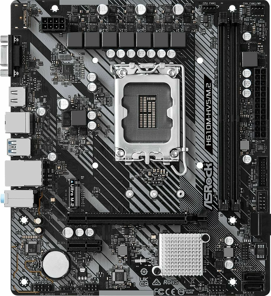 Pllakë amë ASRock H610M-HVS/M.2 R2.0, 2 slote RAM deri 64GB, Ultra M.2, HDMI/VGA, PCB e zezë