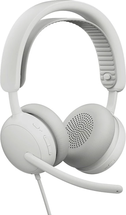 Kufje me mikrofon Logitech Zone Wired 2, USB-C/USB-A, me kabllo 1.9 m, të bardha