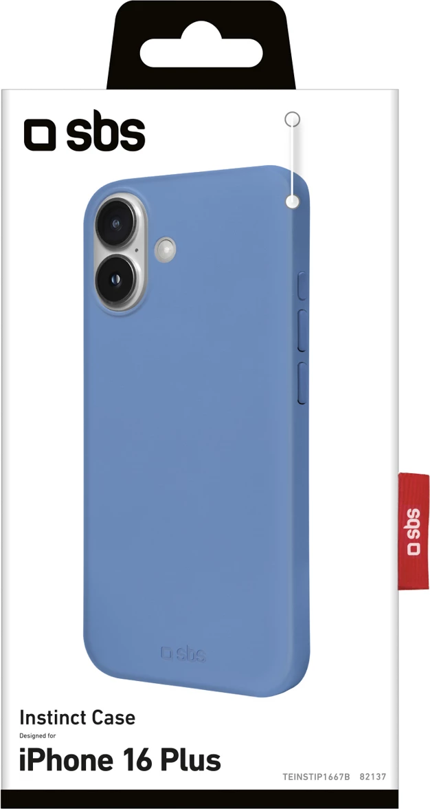Mbështjellës SBS Instinct për iPhone 16 Plus, TPU me mikrofibër, 20 g, kaltër