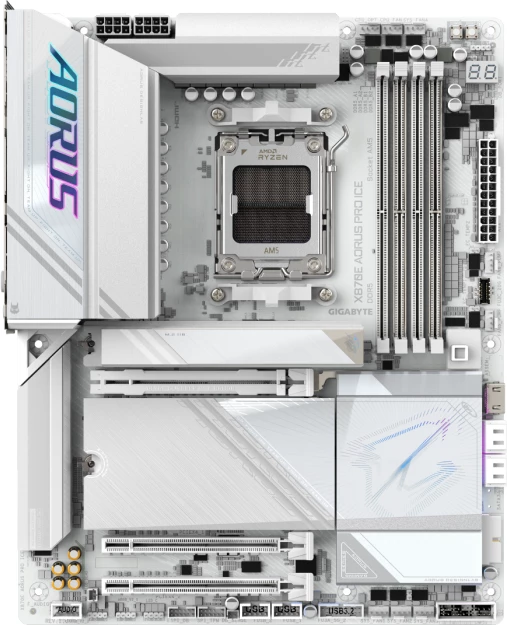 Pllakë amë GIGABYTE X870E AORUS PRO ICE rev. 1.1 AM5 ATX DDR5, USB4, 2.5GbE, Wi‑Fi 7, e bardhë