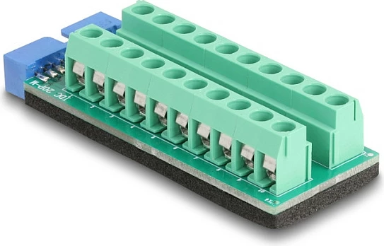 Adapter DeLOCK USB 19-pin (male) në bllok terminal 20-pin, i gjelbër