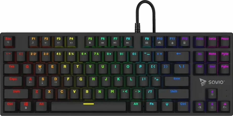 Tastierë mekanike Savio Tempest X2 SAVGK-TEMPEST X2 BLUE, Outemu Blue, TKL 80%, RGB, USB me kabllo 1.5 m, e zezë