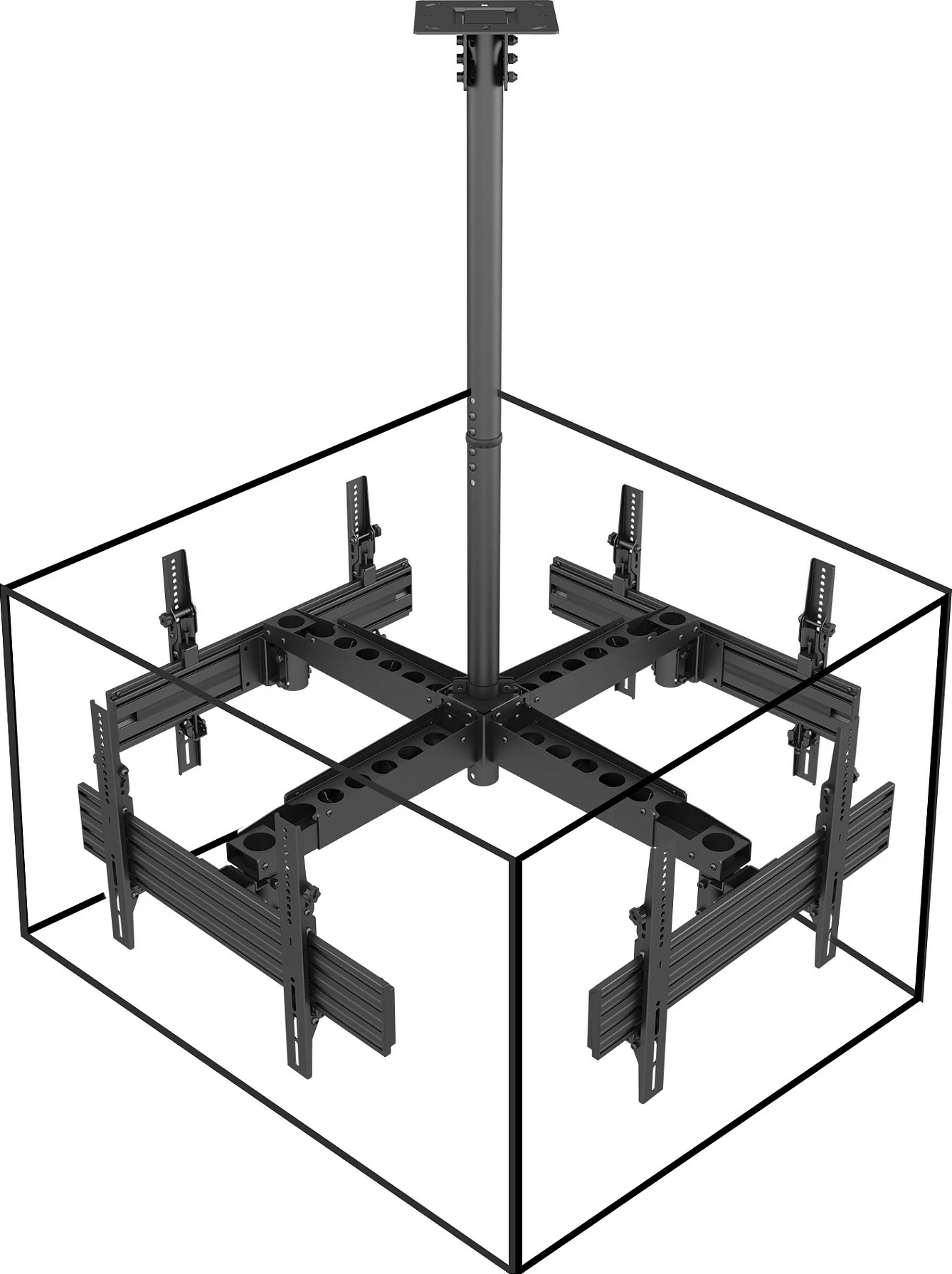 Mbajtëse tavani EQUIP Quad-Screen 4TFT, 4x 32-65", VESA 600x400, 120 kg, e zezë