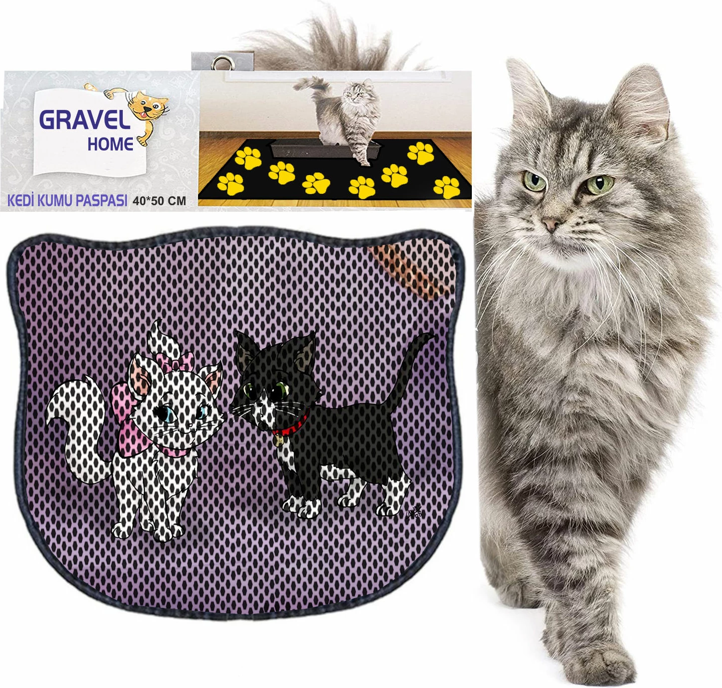 Tapet për rërë mace, shumëngjyrësh, Paws & Whiskers, Kdkafa0149, 40x50cm