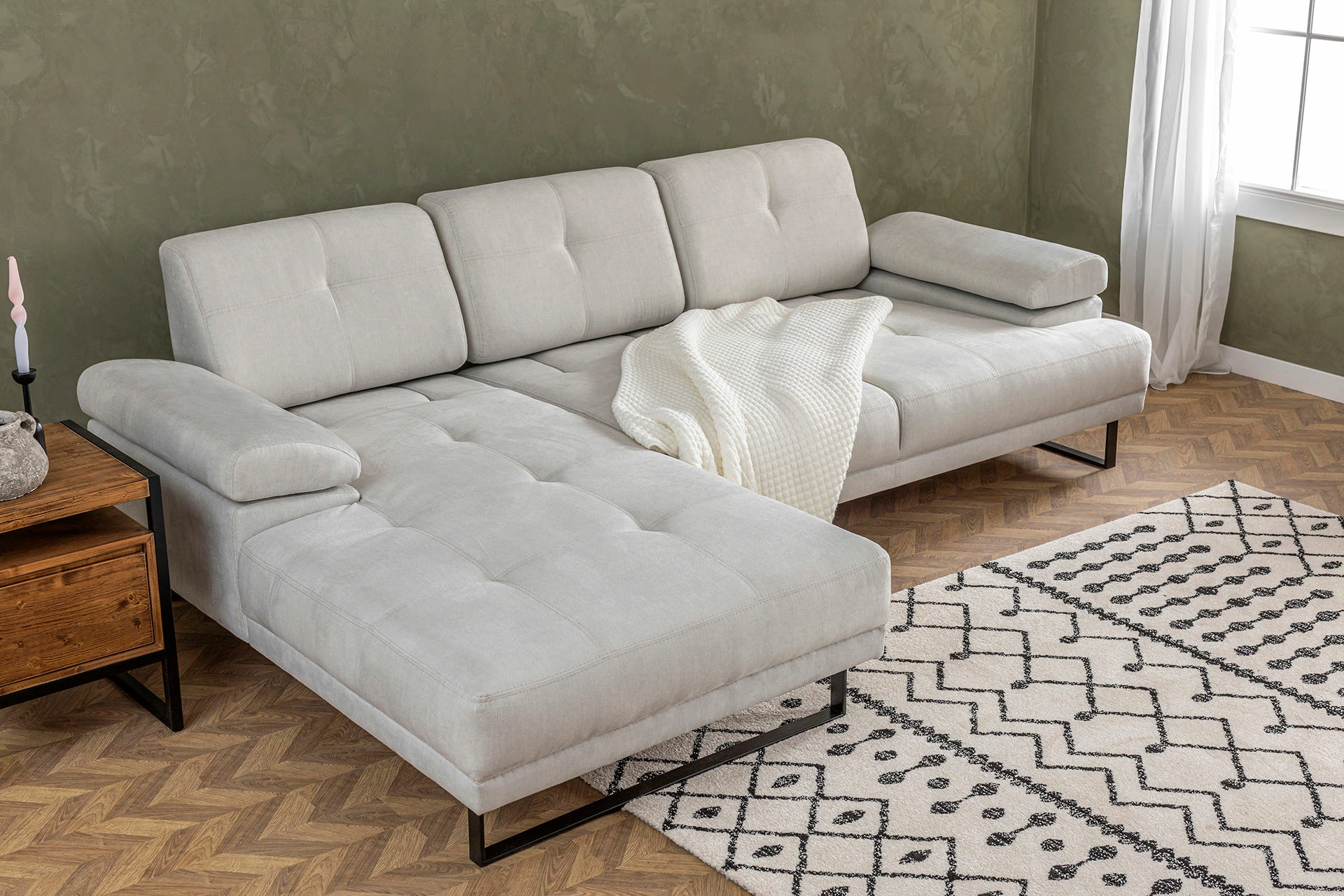 Këndore Atelier del Sofa, Mustang Small, e majtë, bezhë