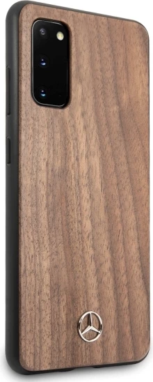 Mbështjellës Mercedes Wood Line Walnut për Samsung Galaxy S20 G980, kafe