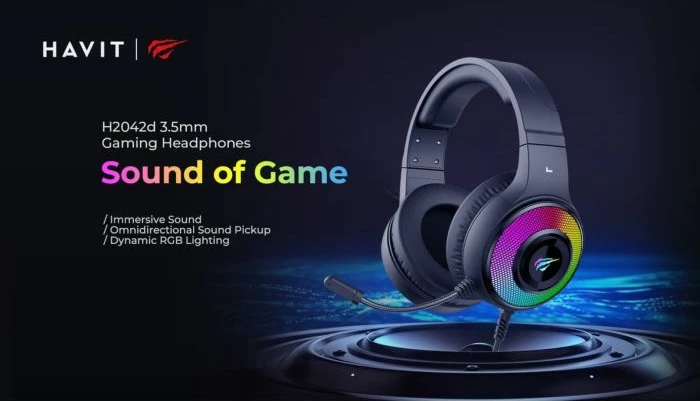 Kufje gaming HAVIT Gamenote HV-H2042D, RGB LED, 50mm, me mikrofon, 2x 3.5mm + USB, të zeza