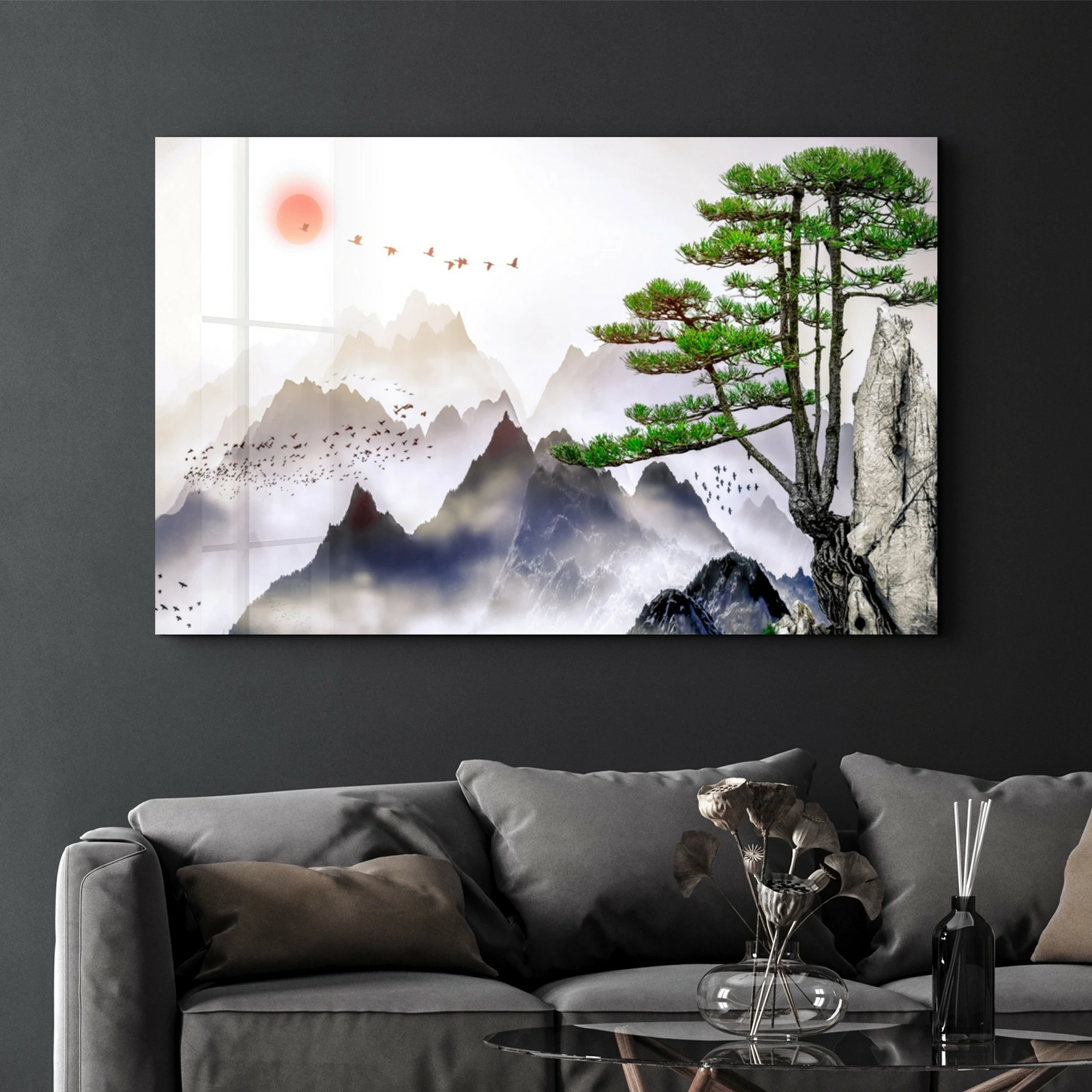 Pikturë dekorative prej xhami të temperuar, shumëngjyrëshe, CAM-1019, 35x55cm