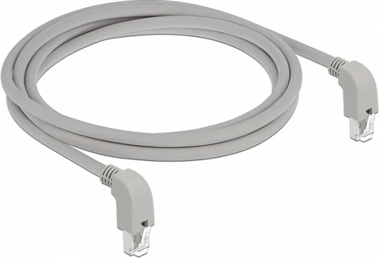 Kabllo rrjeti DeLOCK 85869, Cat6, 2m, RJ-45 këndore, S/FTP, LSZH, gri