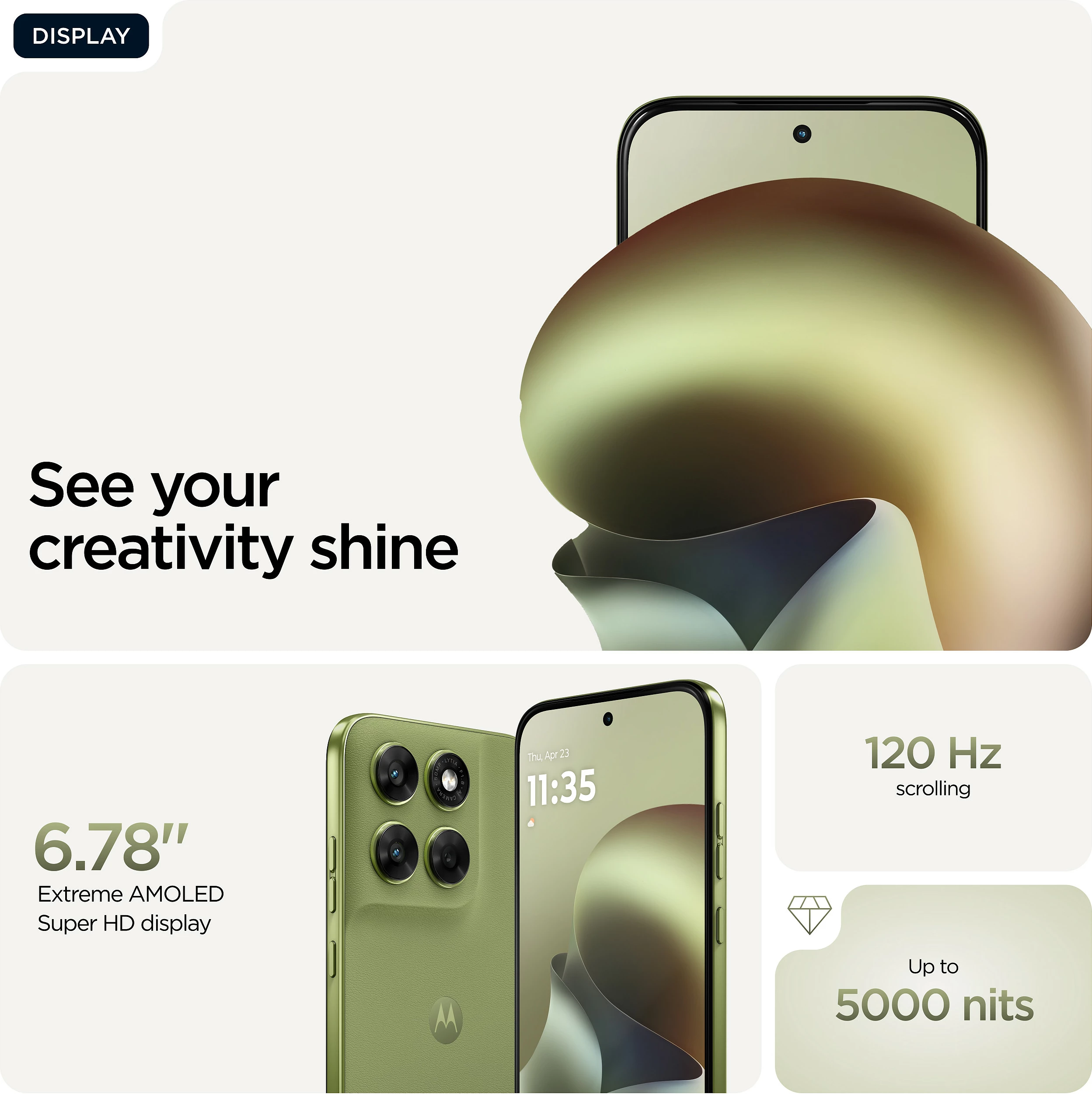Celular Motorola moto g67, 6.8", 4GB RAM, 128GB, 5G, 50MP, PANTONE Nile Green
