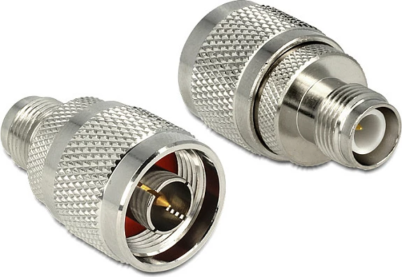 Adapter RF DeLOCK N mashkull në RP-TNC femër, 33 mm, nikel
