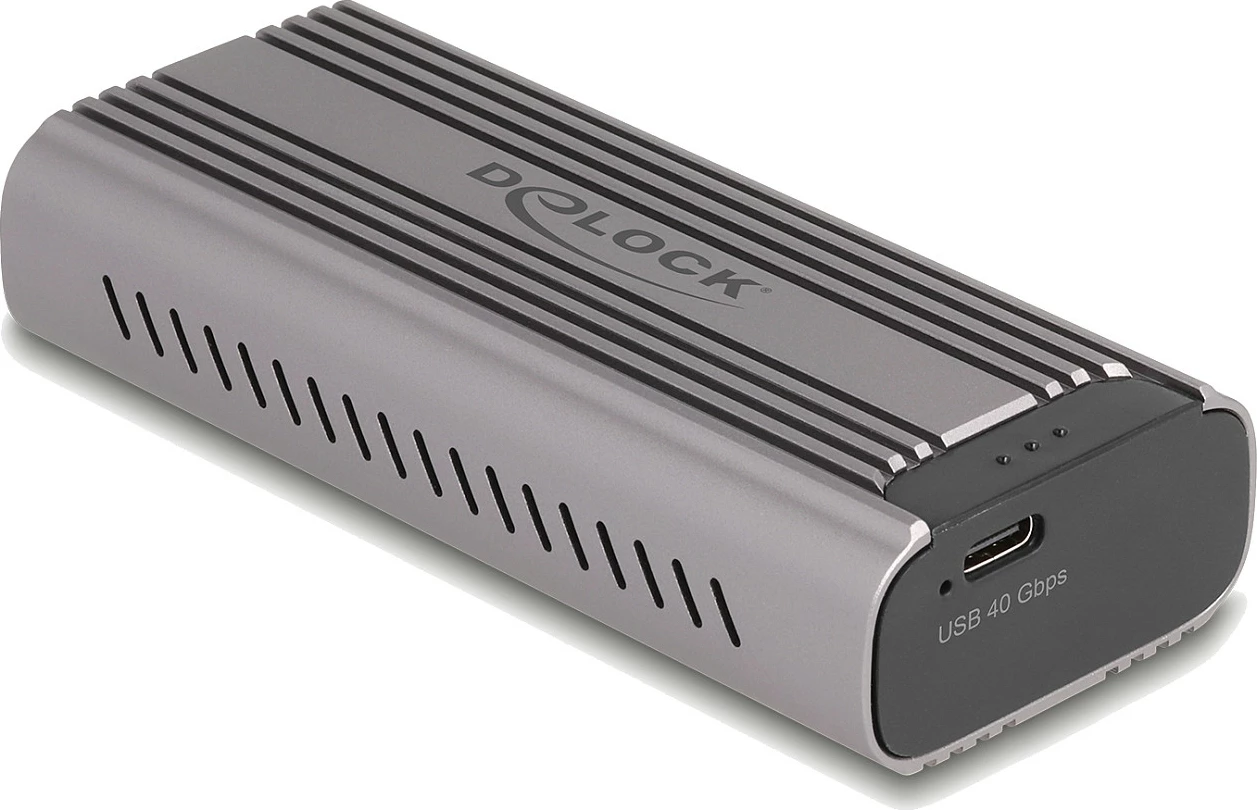 Kasë për SSD DeLOCK USB Type-C/USB4 40Gbps për M.2 NVMe (2242/2260/2280), e zezë/gri